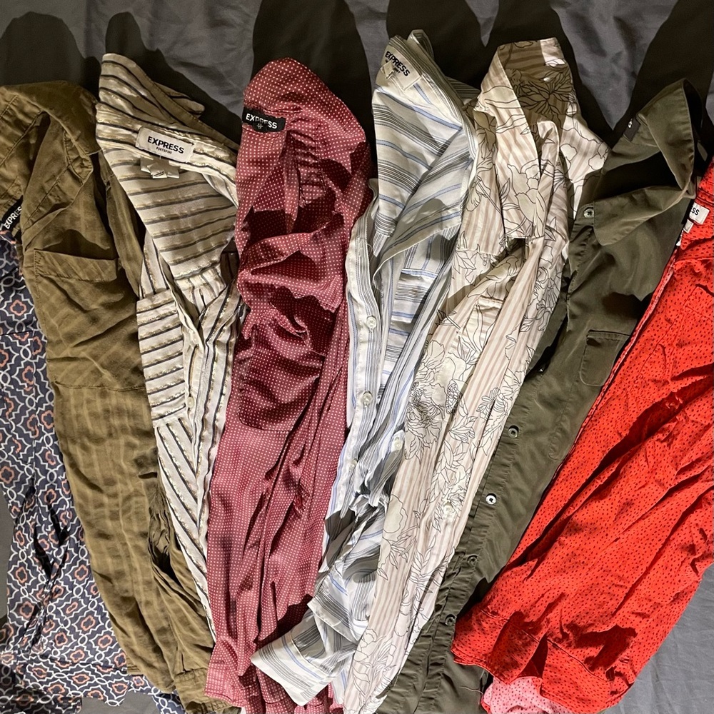 Lot of 8 EXPRESS button down shirts XS